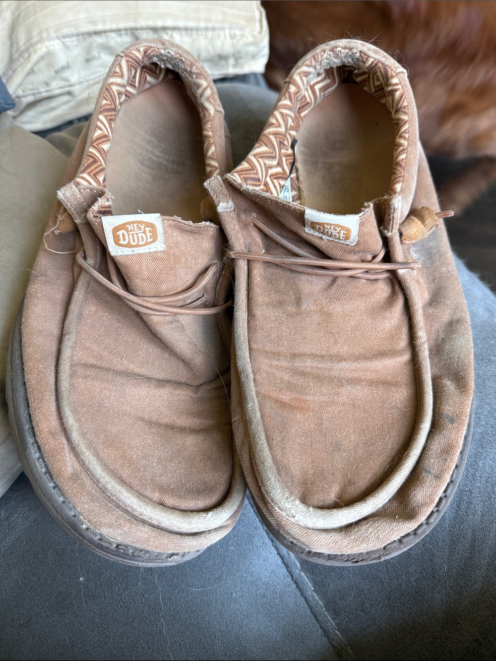 Hey Dude Brown Canvas Slip-On Loafers